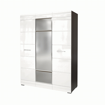 Шкаф трехдверный с зеркалом НЕНСИ Венге / Белый глянец