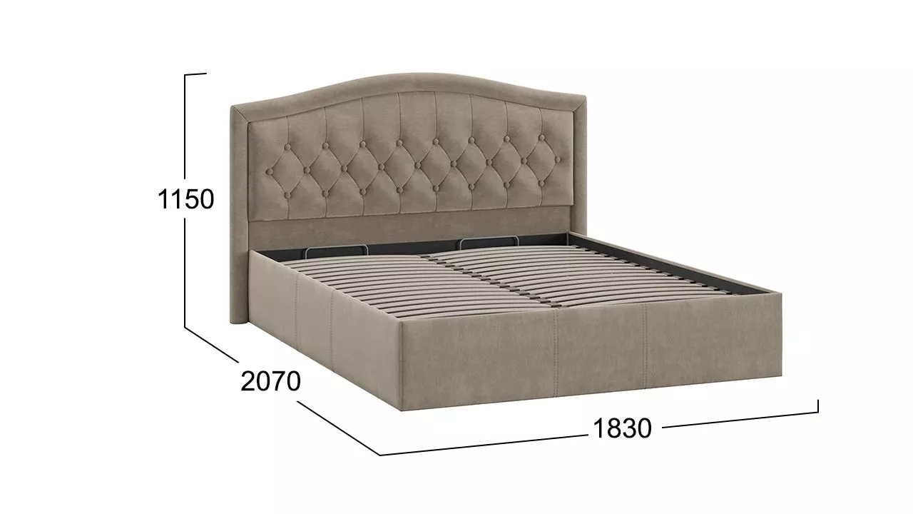 Кровать 160х200 с ПМ Тип 1 Адель велюр мокко темный