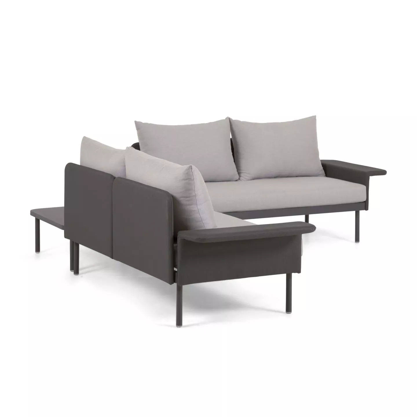 Угловой алюминиевый диван La Forma Zaltana с черной матовой отделкой 164 см