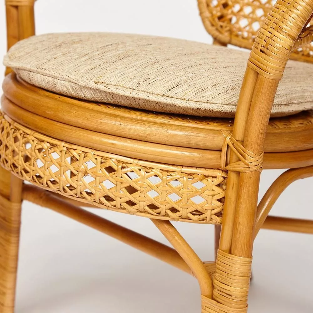 ТЕРРАСНЫЙ КОМПЛЕКТ PELANGI (стол со стеклом + 2 кресла) без подушек мед