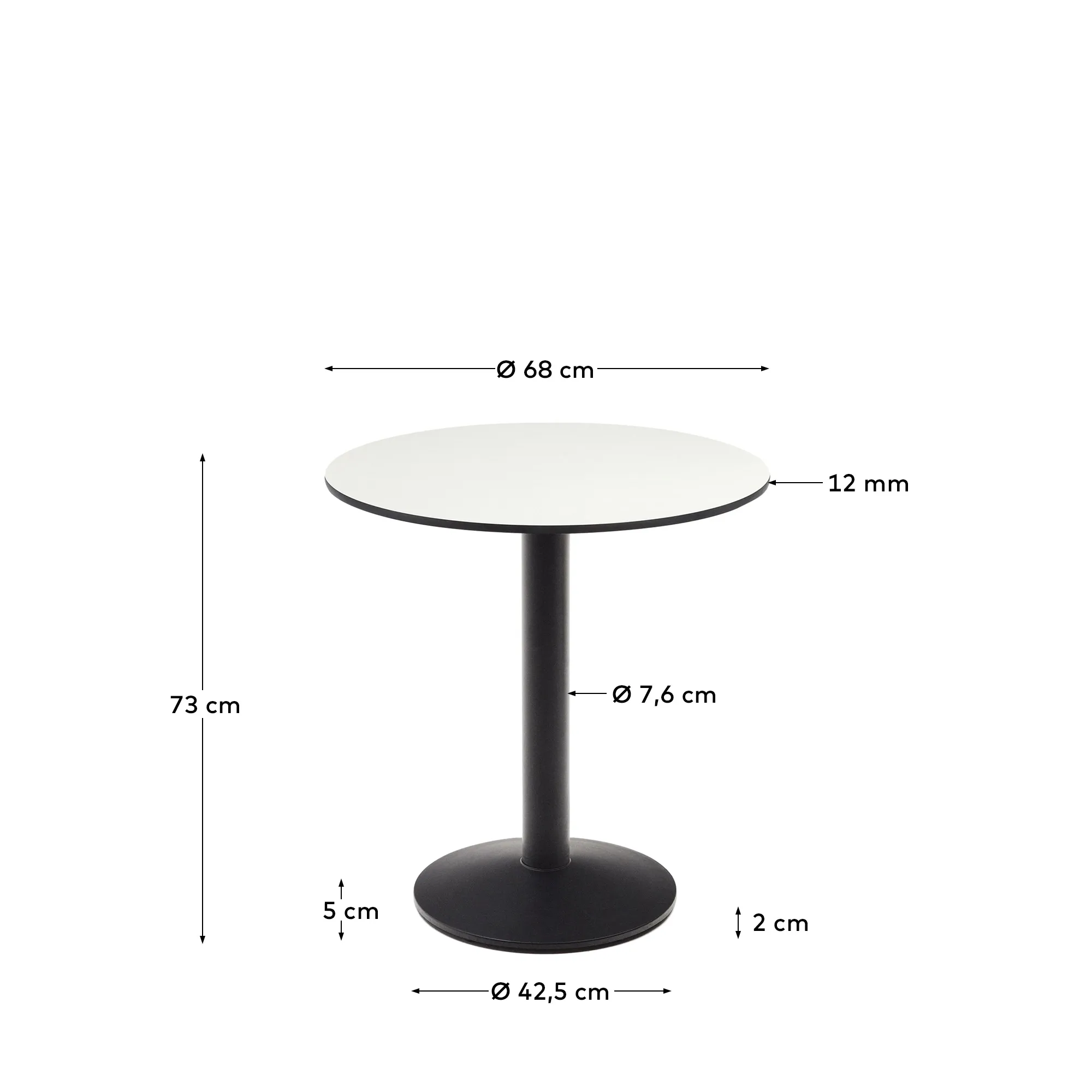 Круглый уличный столик La Forma Esilda белый  на черном металлическом основании 68х70 177991
