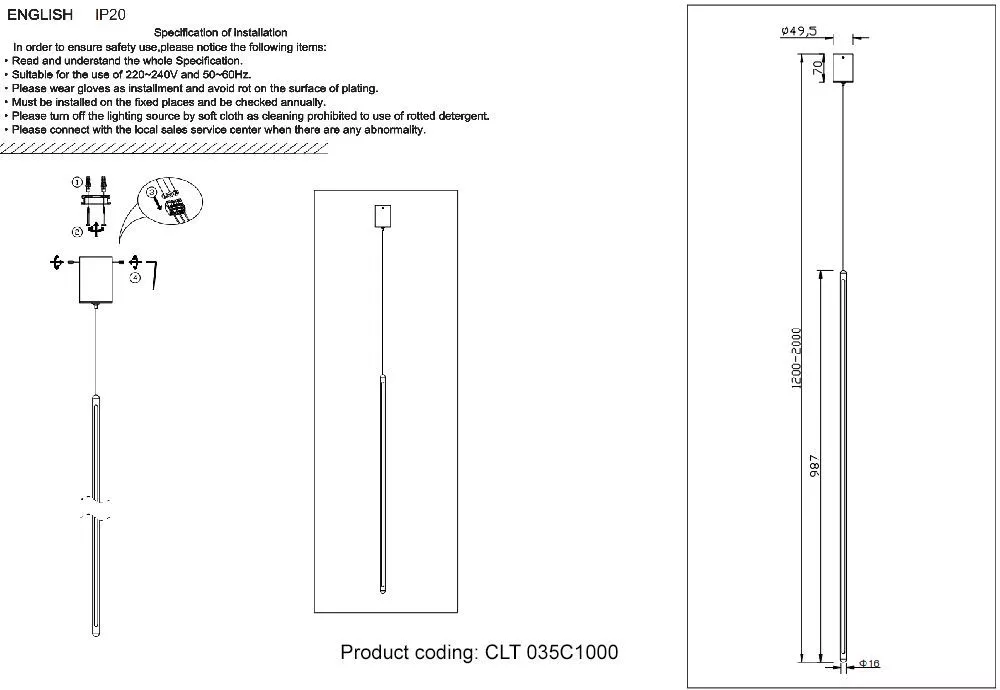 Подвесной светильник Crystal Lux CLT 035C1000 GO