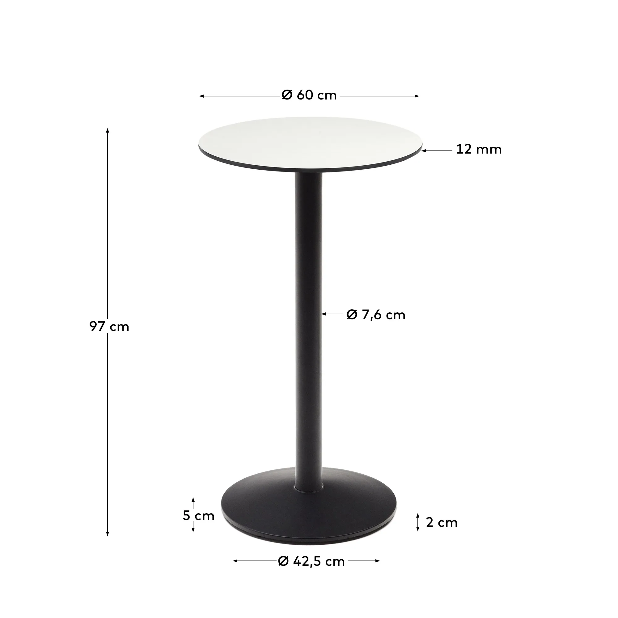 Круглый уличный столик La Forma Esilda белый на черном металлическом основании 177797