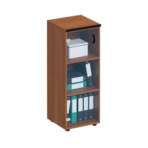 Шкаф для документов средний узкий со стеклянной прозрачной дверью ДИН-Р ДР 967 ОФ