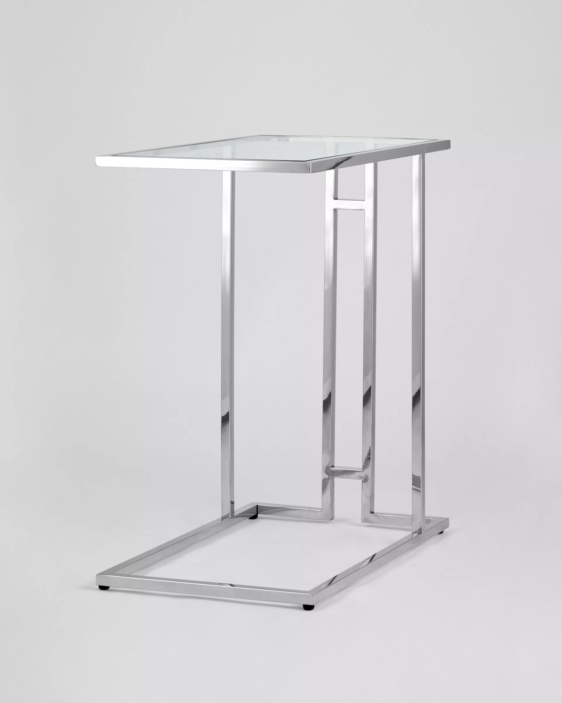 Журнальный столик 50х32 БОСТОН прозрачное стекло сталь серебро