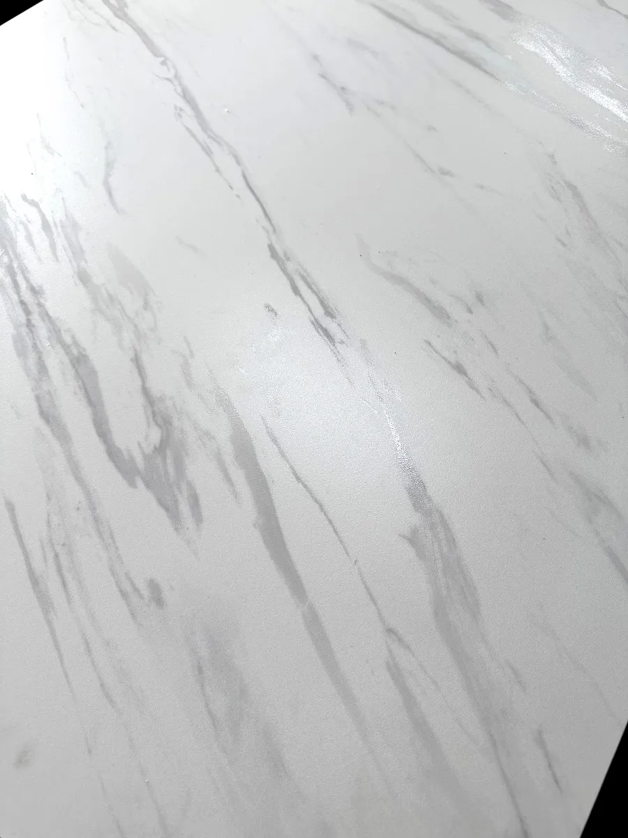 Стол PALERMO 180 KL-99 Белый мрамор матовый итальянская керамика / черный каркас