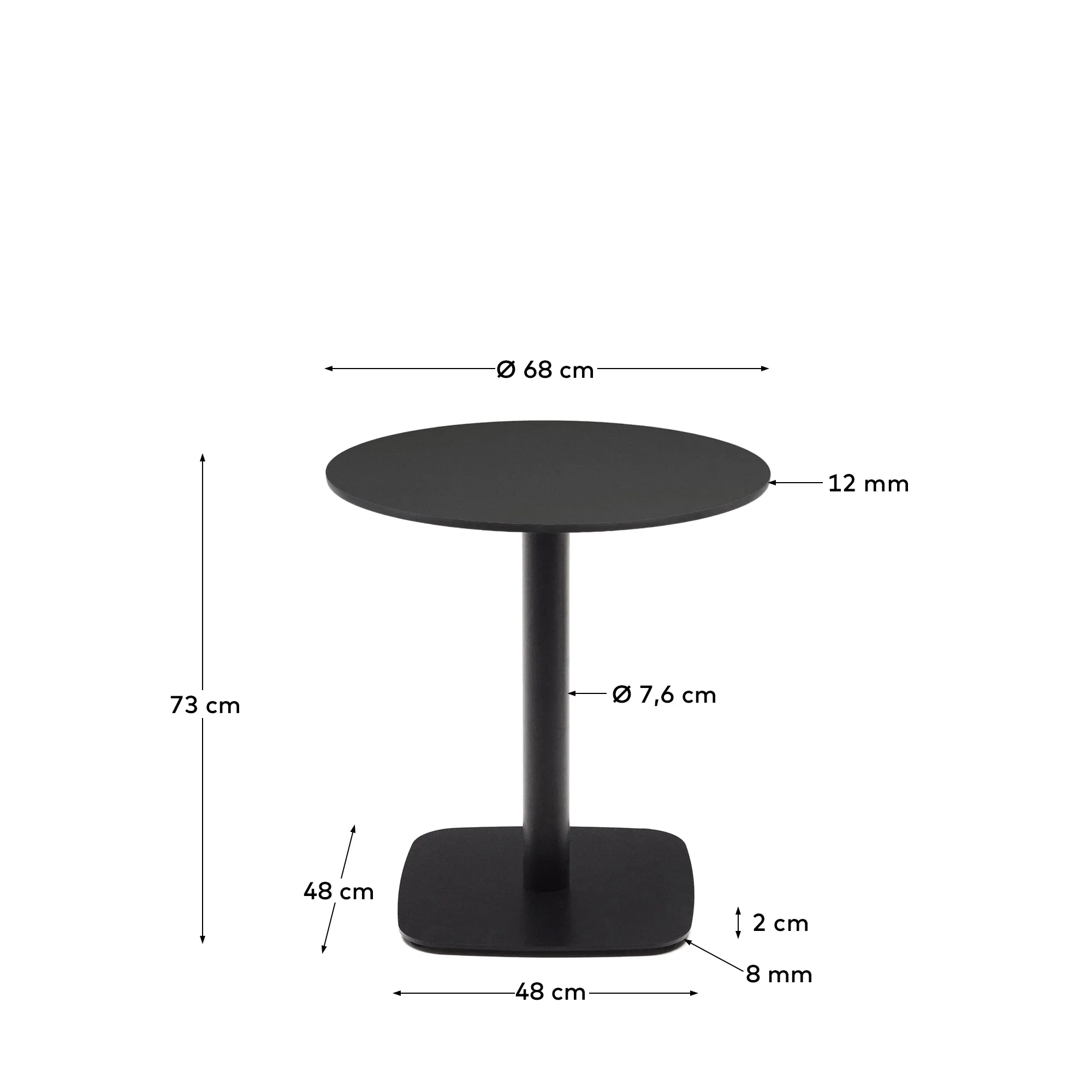 Круглый уличный столик La Forma Dina черный на черном металлическом основании 68х70 177971
