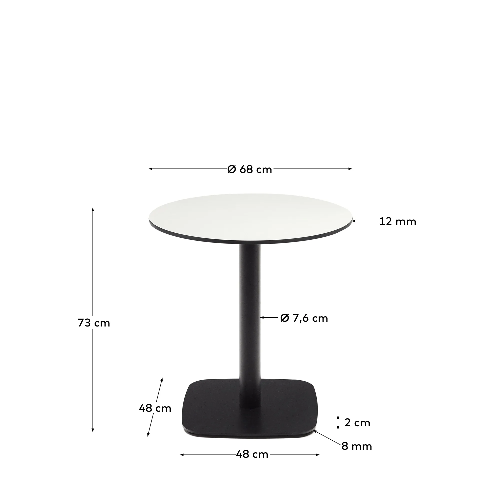 Круглый уличный столик La Forma Dina белый на черном металлическом основании 68х70 177973
