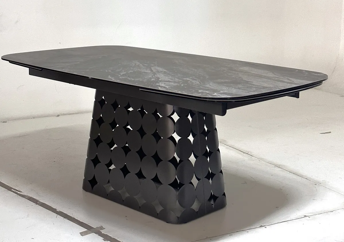Стол MAGNUS 180 KL-80 Серый мрамор, итальянская керамика / Темно-серый каркас