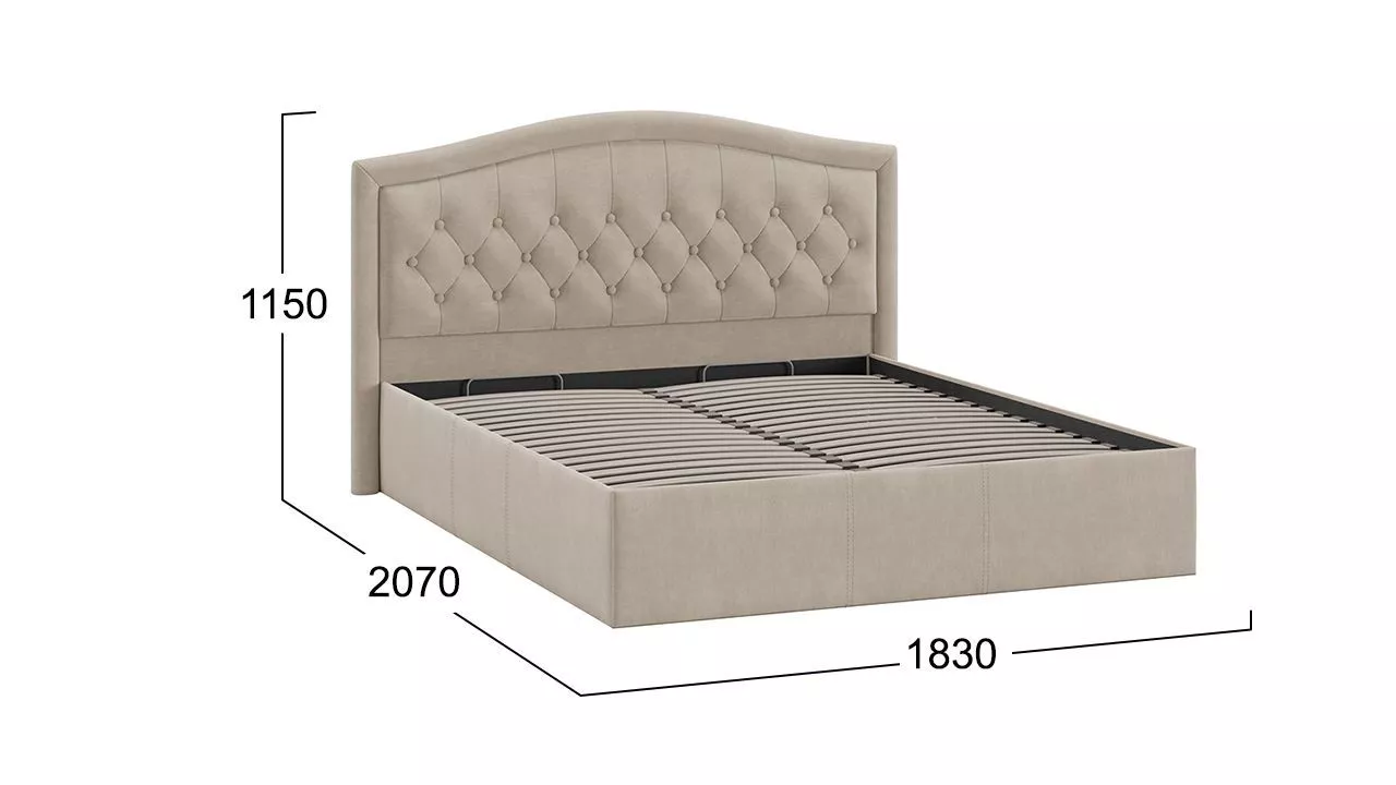 Кровать 160х200 с ПМ Тип 1 Адель велюр мокко светлый