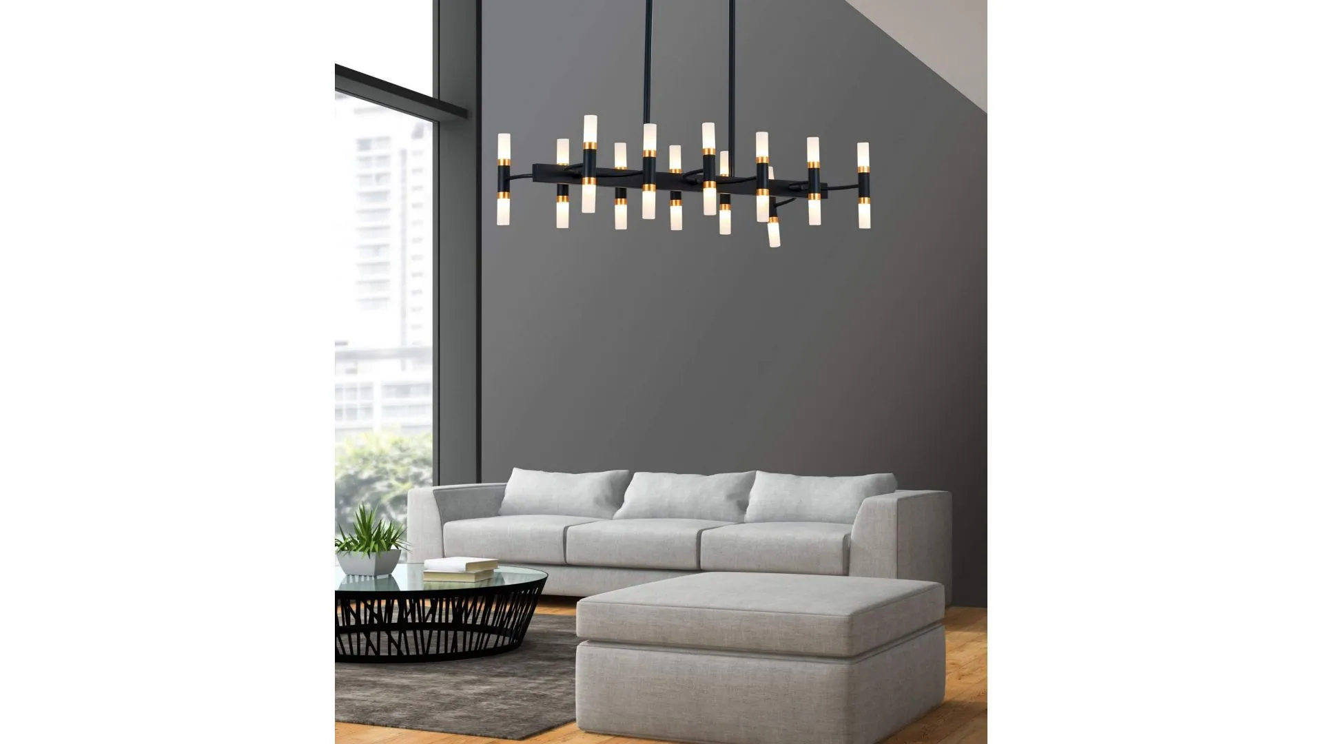 Люстра на штанге Lumina Deco Richmond LDP 6035-24 PR+BK+GD