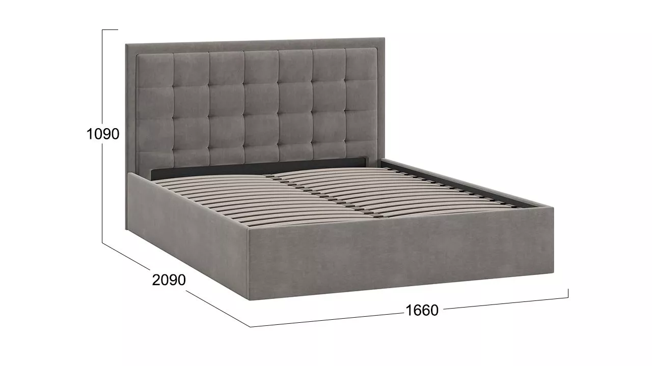 Кровать 160х200 Тип 1 Ника велюр мокко темный