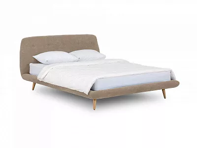 Кровать с мягким изголовьем Loa 160x200 бежевый 468172