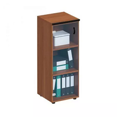 Шкаф для документов средний узкий со стеклянной прозрачной дверью ДИН-Р ДР 967 ОФ