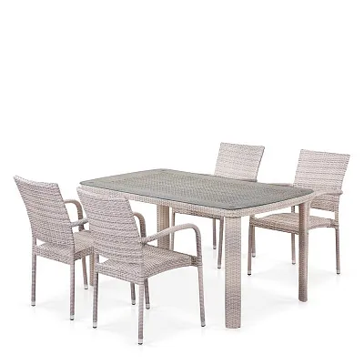 Комплект мебели из ротанга T256C/Y376C-W85 Latte (4+1) + подушки на стульях