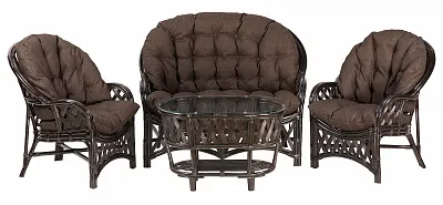 Комплект мебели из ротанга Черчилль (Рузвельт) с 2-х местным диваном и овальным столом коричневый