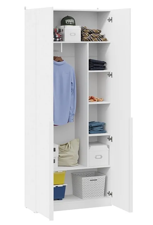 Шкаф для одежды Порто белый жемчуг белый софт СМ-393.07.223