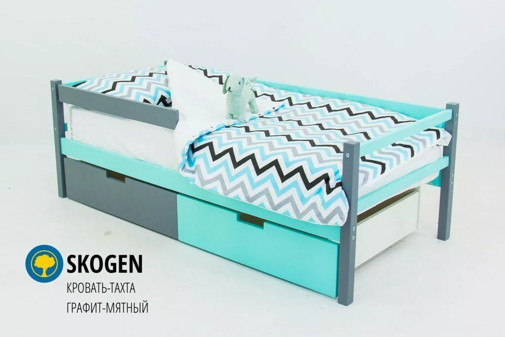 Детская кровать-тахта Svogen с бортиком и ящиками