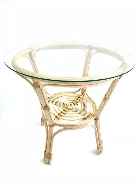 Комплект мебели из ротанга Багама дуэт с круглым столом натуральный (подушки шенилл полные светлые)