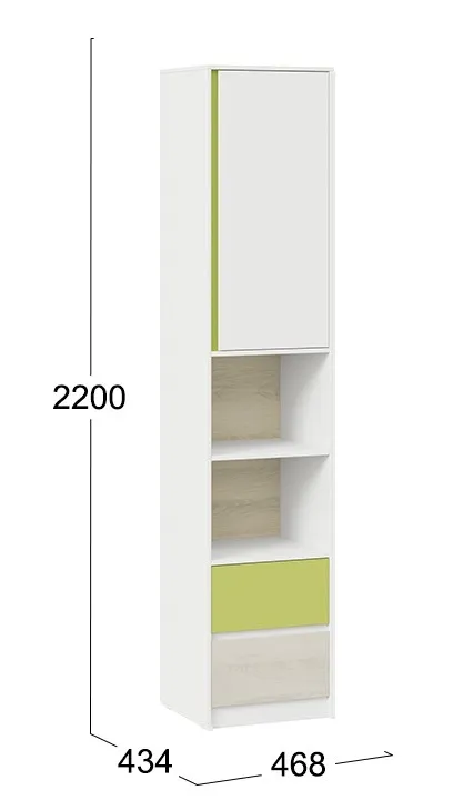 Шкаф комбинированный с накладкой Сканди дуб гарден белый зеленый СМ-386.07.20-20