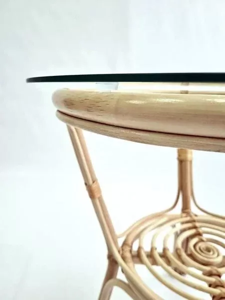 Комплект мебели из ротанга Багама дуэт с круглым столом натуральный (подушки шенилл полные светлые)