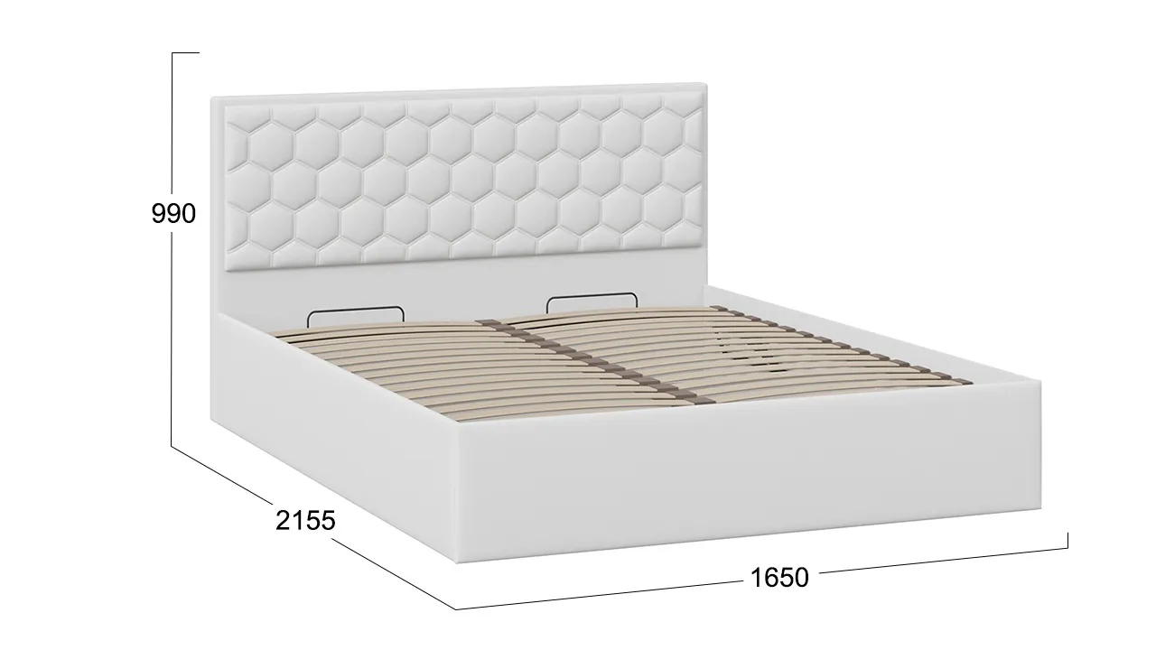 Кровать 160х200 с подъемным механизмом Порто экокожа белая Polo