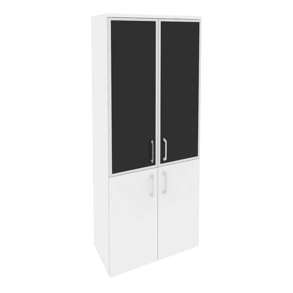 Шкаф высокий широкий Riva ONIX со стеклом лакобель в раме O.ST-1.2R white/black