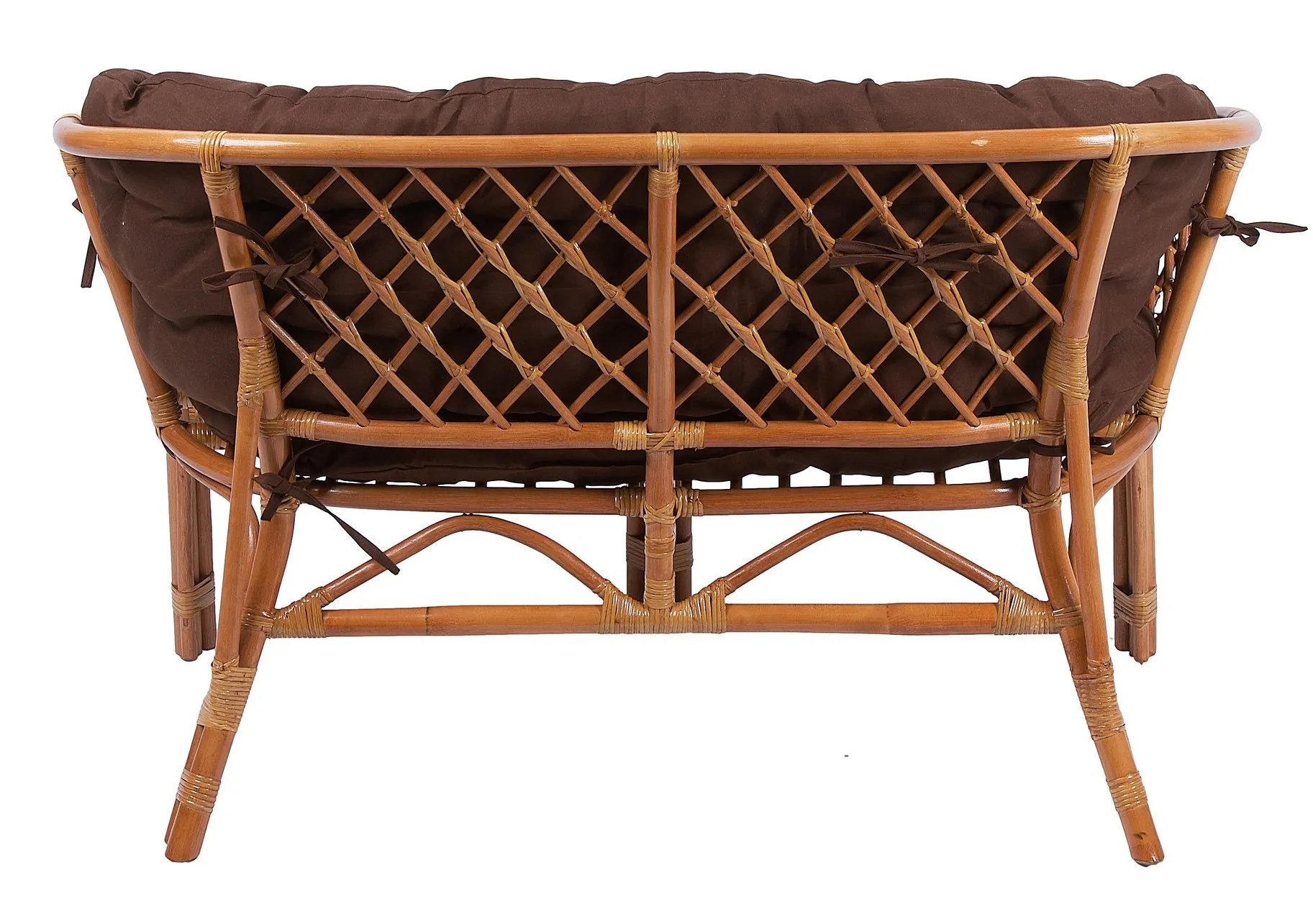 Комплект из ротанга Багама с диваном с овальным столом коньяк (подушки твил полные коричневые)