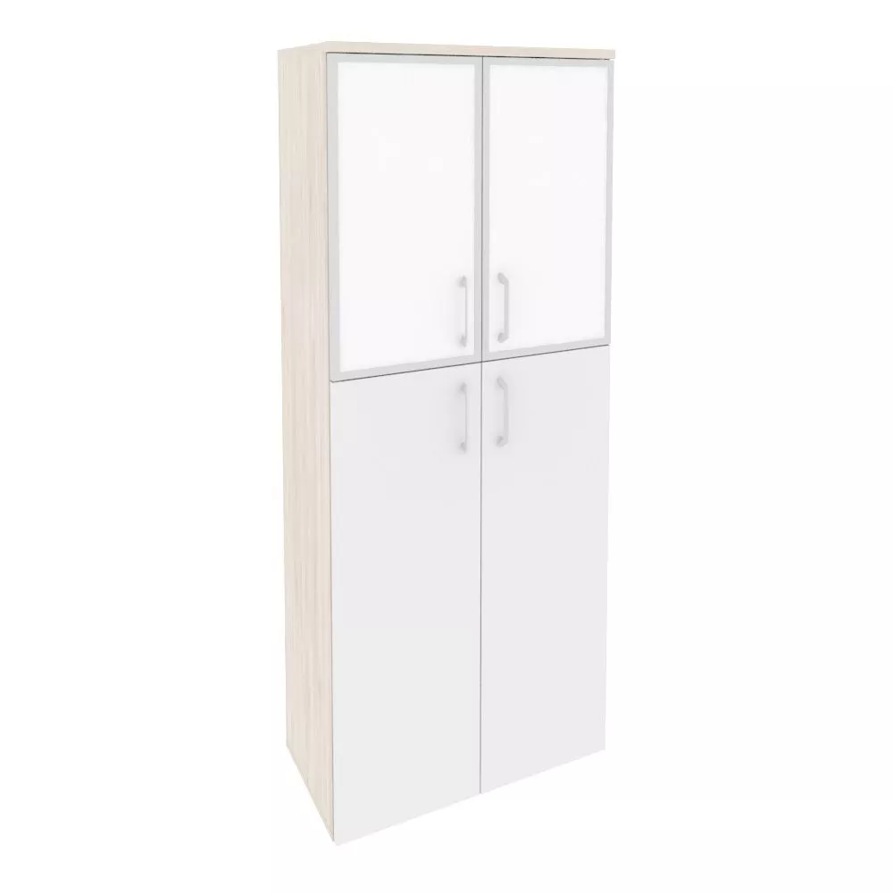 Шкаф высокий широкий Riva ONIX со стеклом лакобель в раме O.ST-1.7R white/black