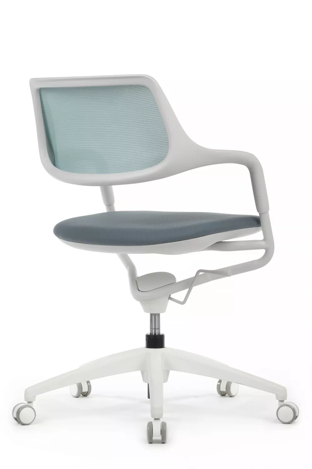 Кресло RIVA DESIGN Scroll (HY-813D) белый каркас голубой / серый