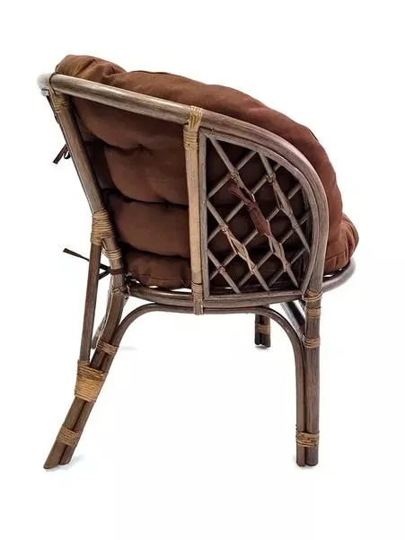 Комплект мебели из ротанга Багама дуэт с круглым столом орех матовый подушки твил полные коричневые