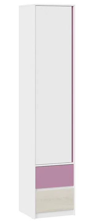 Шкаф для белья комбинированный с накладкой Сканди дуб гарден белый лиловый СМ-386.07.21-20