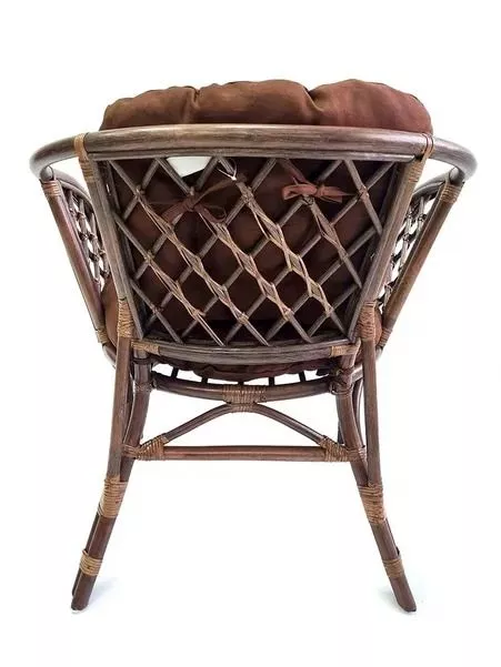 Комплект мебели из ротанга Багама дуэт с круглым столом орех матовый подушки твил обычные коричневые