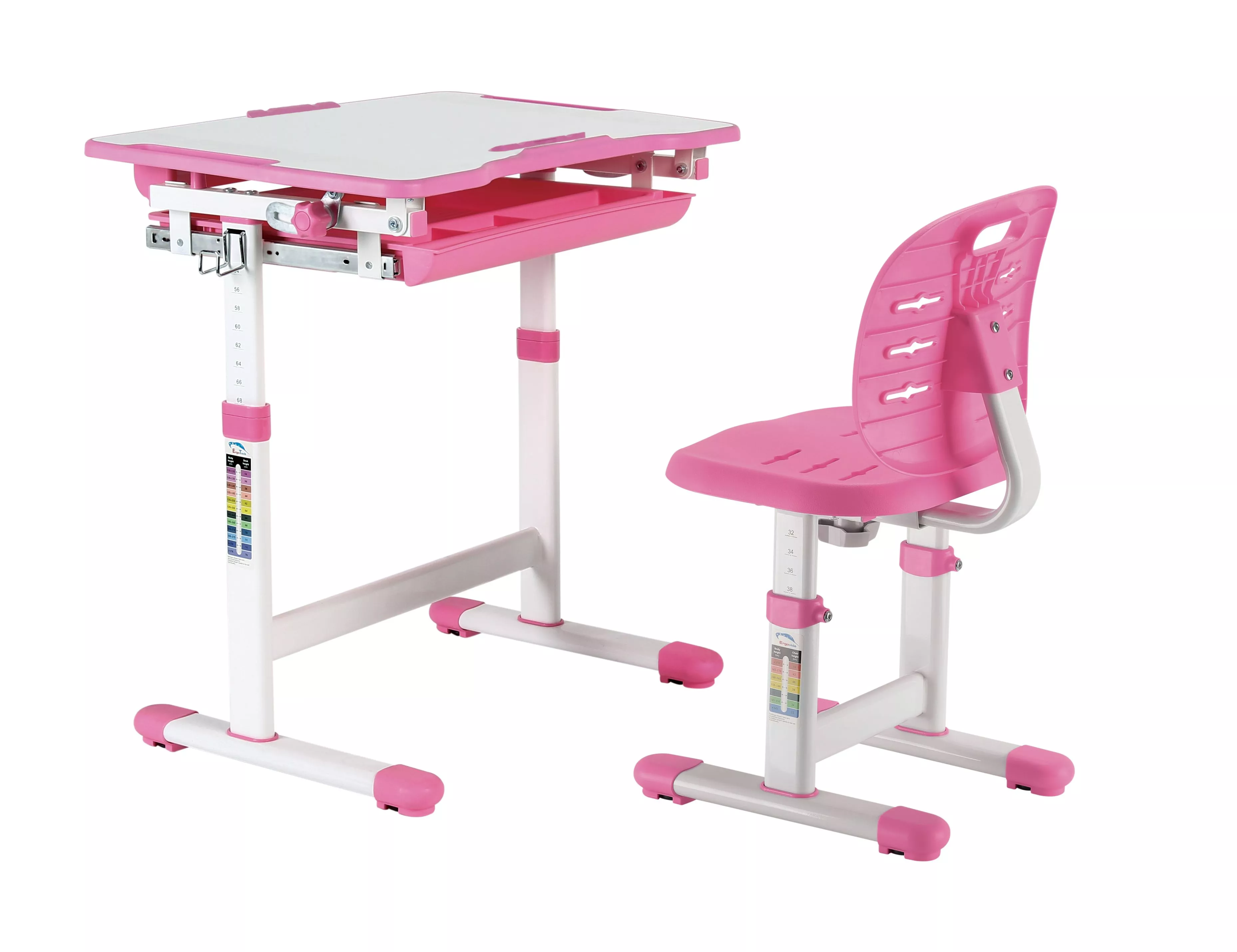 Комплект парта и стул (растущие) SET Holto-2 розовый