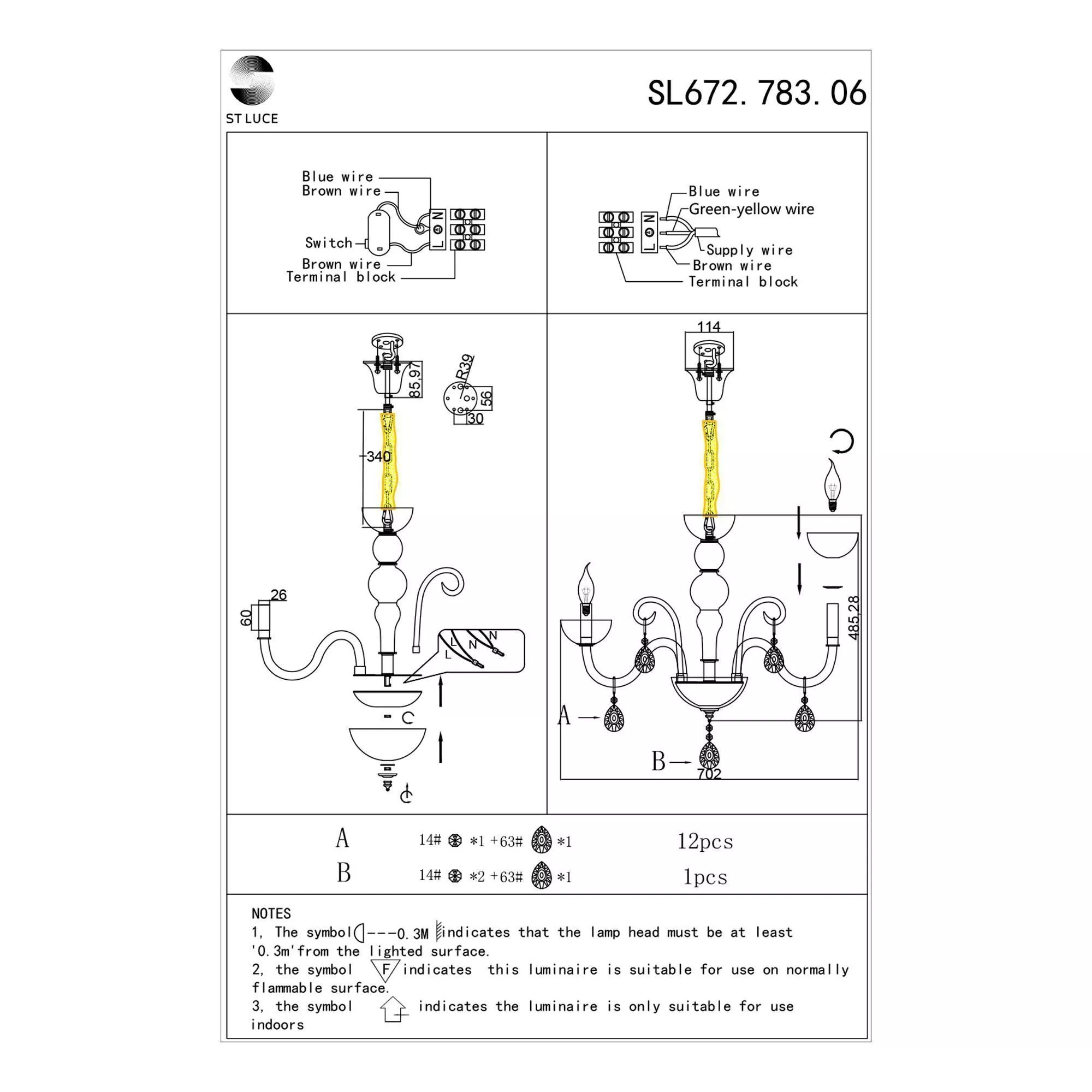 Подвесная люстра ST LUCE ORNATO SL672.783.06