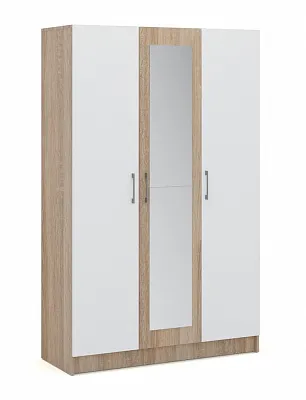 Шкаф 3-х дверный с зеркалом Алена дуб сонома белый
