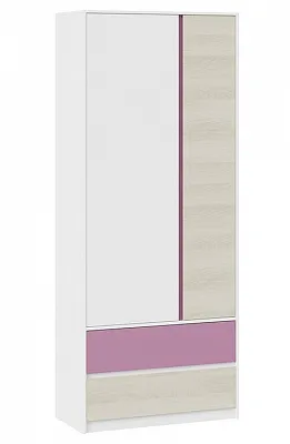 Шкаф для одежды комбинированный с накладкой Сканди дуб гарден белый лиловый СМ-386.07.26-26