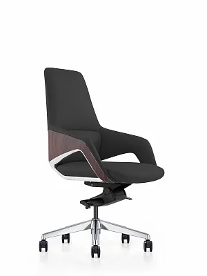 Кресло руководителя NORDEN Шопен LB без подголовника черная кожа FK 0005-B black leather