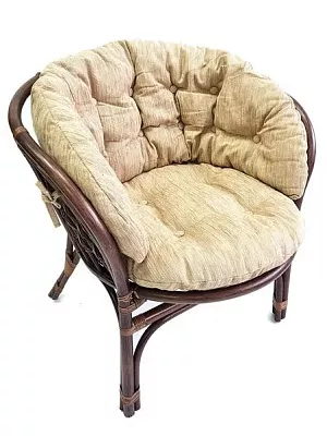 Кресло из ротанга Багама орех матовый (подушки шенилл полные светлые)