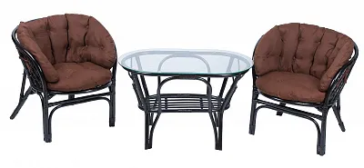 Комплект мебели из ротанга Багама дуэт с овальным столом венге (подушки твил полные коричневые)