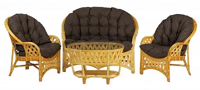 Комплект мебели из ротанга Черчилль (Рузвельт) с 2-х местным диваном и овальным столом мед