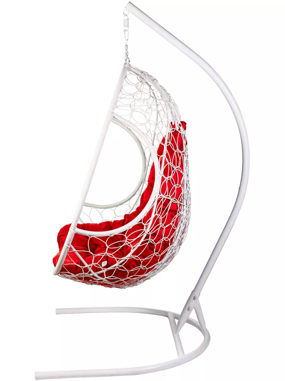 Двойное подвесное кресло Bigarden Primavera White с красной подушкой