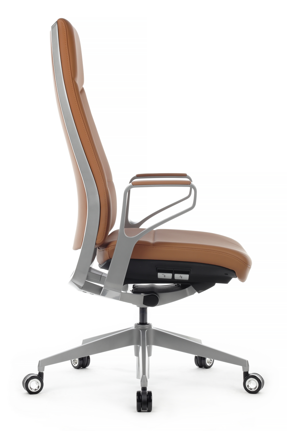 Кресло руководителя Riva Chair Zen 01E металл серебристый / натуральная кожа Оранжевый