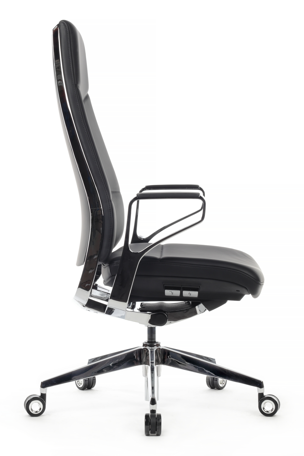 Кресло руководителя Riva Chair Zen 01E металл хром / натуральная кожа Черный