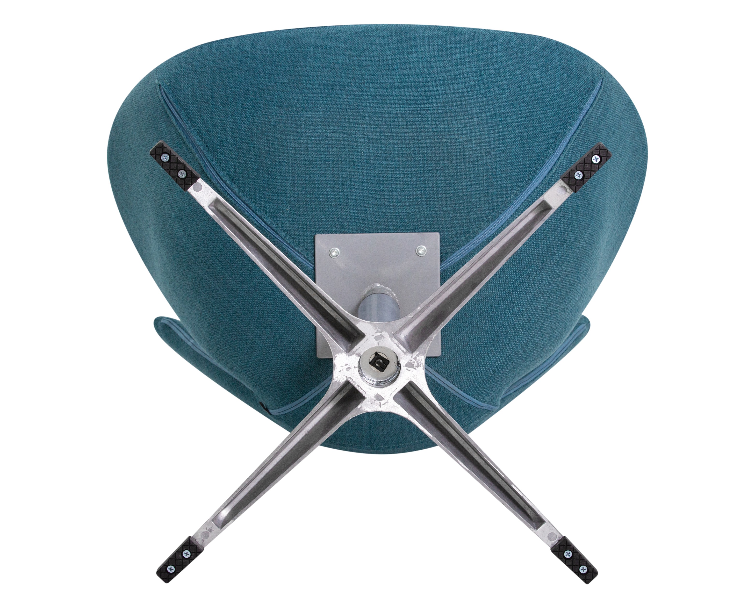 Кресло дизайнерское DOBRIN SWAN синяя ткань IF6, алюминиевое основание