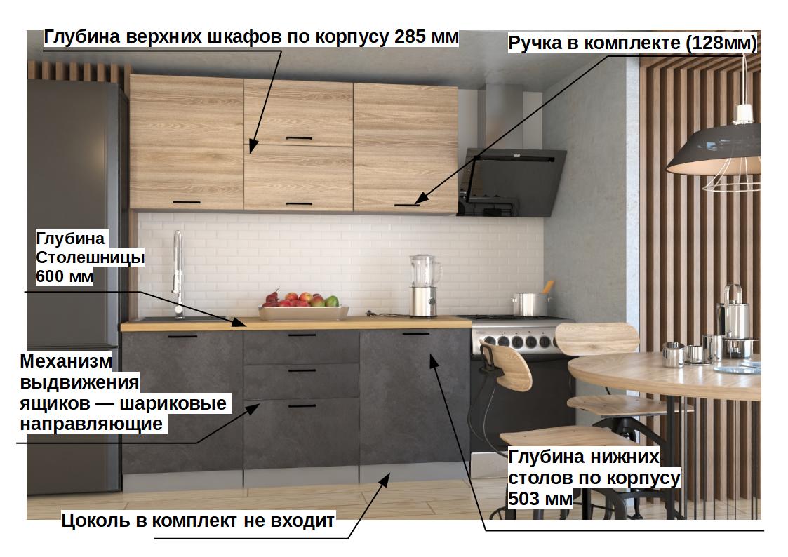 Мини кухня 1,8 метра 23 ЛОФТ купить в Перми | Интернет-магазин VOBOX