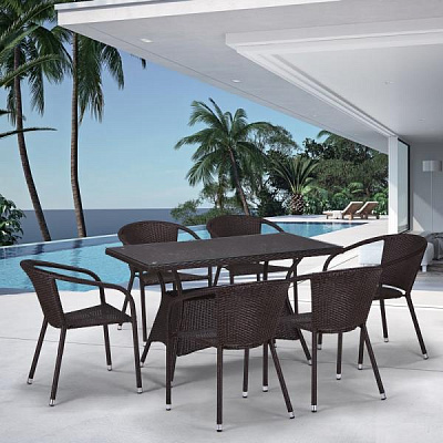 Комплект мебели из ротанга Afina Garden T198D/Y137C-W53 Brown 6Pcs Коричневый