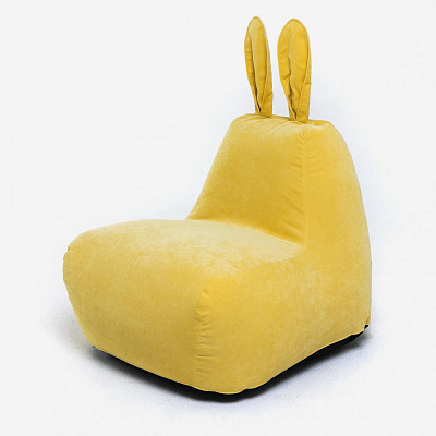Кресло-мешок Зайчик велюр ярко-желтый