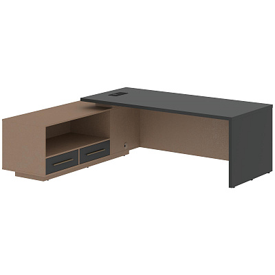 Стол руководителя с розеткой и usb-портом правый Skyland ВЕЛИОН (VELION) VCT 2319 (R) 2300х1900х750 Кобра / Яшма черный