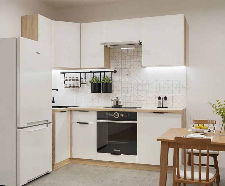 Угловой кухонный гарнитур Фаска Тальк 1000х2200 (арт.2)